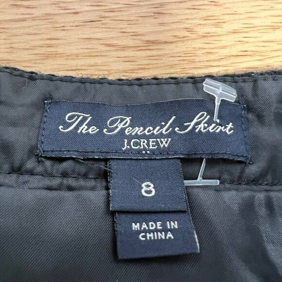 J.Crew Womens Houndstooth Pencil Skirt Wool Blend Gray/Black Size 8 Zip - Picture 8 of 9